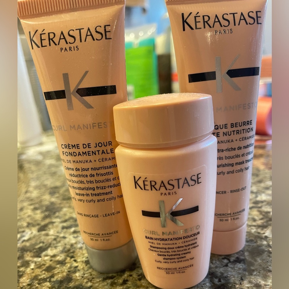Set of 3: shampoo, conditioner leave in, rinse out.